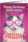 Happy Birthday Great Niece Cute Cat With Birthday Cake Humor card