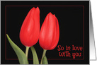 Two Red Tulips Love and Romance card