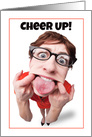 Cheer Up Woman Making Funny Face Humor card