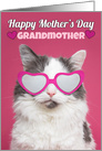 Happy Mother’s Day Grandmother Cute Cat in Heart Glasses Humor card