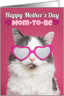 Happy Mother’s Day Mom-to-Be Cute Cat in Heart Glasses Humor card