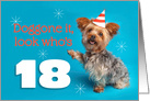 Happy 18th Birthday Yorkie in a Party Hat Humor card