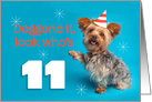 Happy 11th Birthday Yorkie in a Party Hat Humor card