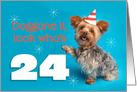 Happy 24th Birthday Yorkie in a Party Hat Humor card