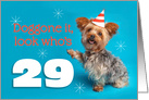 Happy 29th Birthday Yorkie in a Party Hat Humor card