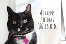 Happy Birthday Humor Cat Thinks 107 is Old card