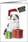 Merry Christmas For Anyone I Love Mew Cute Cat With Presents card