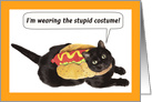 Happy Halloween Cat in Hog Dog Costume Humor card