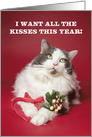 Merry Christmas For Anyone Cat With Mistletoe Humor card