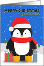 Merry Christmas Brother Penguin With Gifts in the Snow card