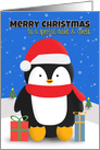 Merry Christmas Aunt and Uncle Penguin With Gifts in the Snow card