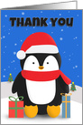 Thank You for the Christmas Gifts Penguin in Snow with Presents card
