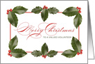 Merry Christmas Volunteer Red and Green Holly Leaves card