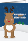 Merry Christmas For Anyone Cute Deer Character in Snow Illustration card