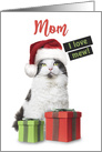 Merry Christmas Mom I Love Mew Cute Cat With Presents card