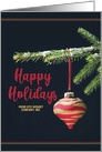 Happy Holidays Custom Business Name Glass Ornament card