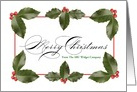 Merry Christmas Custom Business Name Holly Leaves and Berries card