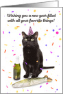 Happy New Year For Anyone Funny Cat Celebrating card