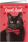 Happy Valentine’s Day Great Aunt Cute Cat in Bow Tie Humor card