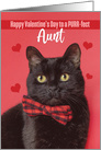 Happy Valentine’s Day Aunt Cute Cat in Bow Tie Humor card