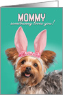 Happy Easter Mommy Cute Yorkie Dog in Bunny Ears Humor card