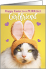 Happy Easter Girlfriend Cute Cat in Bunny Ears Humor card