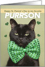 Happy St. Patrick’s Day For Anyone Cute Black Cat in Green Bow Tie card