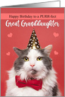 Happy Birthday Great Granddaughter Cat in Party Hat and Bow Tie Humor card