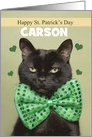 Happy St. Patrick’s Day Custom Name Cute Cat in Bow Tie Humor card