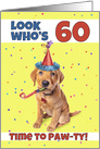 Happy 60th Birthday Cute Puppy in Party Hat Humor card