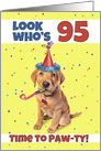 Happy 95th Birthday Cute Puppy in Party Hat Humor card