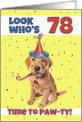 Happy 78th Birthday Cute Puppy in Party Hat Humor card