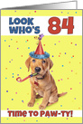 Happy 84th Birthday Cute Puppy in Party Hat Humor card