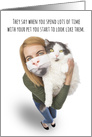 Thinking of You Funny Person Matching Cat Face Mask Coronavirus Humor card