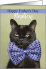 Happy Father’s Day Nephew Cool Cat in Big Bow Tie Humor card