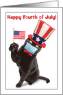 Happy Fourth of July Patriotic Cat in Face Mask Coronavirus Humor card