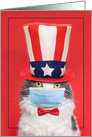 Happy Fourth of July Patriotic Cat in Face Mask Coronavirus Humor card