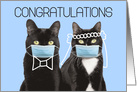 Wedding Congratulations Cats in Coronavirus Face Masks Humor card