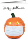 Happy Halloween Pumpkin in Coronavirus Facemask card