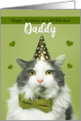 Happy Birthday Daddy Cat in Party Hat and Bow Tie Humor card