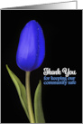 Thank You Police Blue Wet Tulip With Visable Water Drops Photograph card
