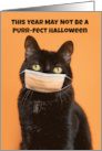 Happy Halloween Black Cat in Face Mask Humor card