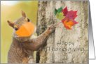 Happy Thanksgiving Cute Squirrel in Coronavirus Face Mask Humor card