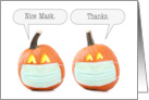 Happy Halloween Pumpkins in Coronavirus Face Mask Humor card