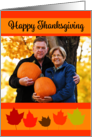 Happy Thanksgiving Fall Leaves Custom Photo Frame card