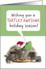 Happy Holidays Cute Turtle in Covid Face Mask Humor card