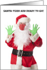 Merry Christmas Santa in Face Mask SANTAtized and Ready to Go Humor card