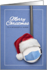 Merry Christmas Nurse Santa Hat and Face Mask on Stethoscope card