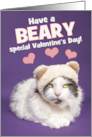 Happy Valentine’s Day For Anyone Cute Cat in Bear Ears Humor card