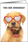 Happy Valentine’s Day Cute Labrador Puppy in Heart Glasses card